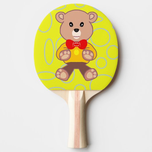 Funny Quirky Niedlich Bowtie Bear Ping Pong Paddle Tischtennis Schläger (Vorderseite)