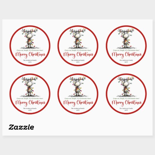 Funny quirky reindeer sticker with Christmas light (Blatt)