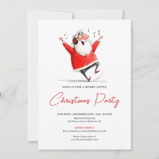 Funny Quirky Santa Claus Christmas Party Invite Einladung (Vorderseite)
