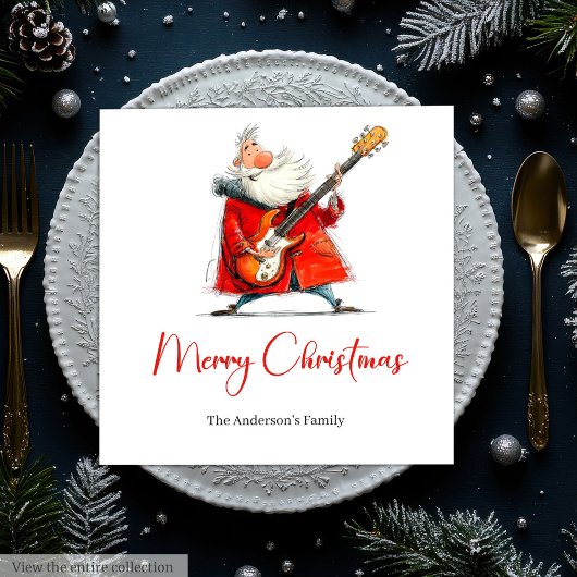 Funny Quirky Santa Festive Holiday Dinner Napkins Serviette