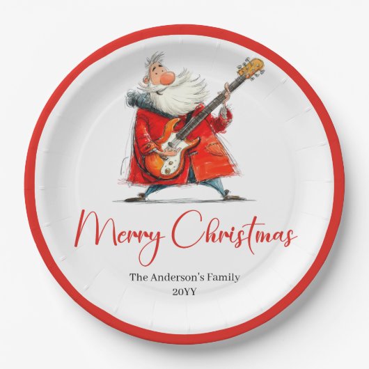 Funny Quirky Santa Festive Holiday Party Plates Pappteller (Vorderseite)
