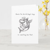 Funny Quirky Shark The Harold Angel Sing Christmas Karte (Gelbe Blume)