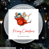Funny Quirky Watercolor Santa Christmas Napkins Serviette