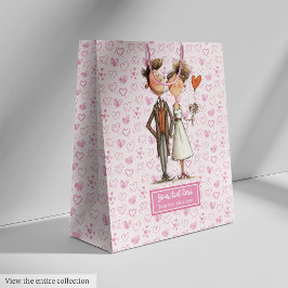 Funny Quirky Wedding Couple Gift Bag Individuelle Mittlere Geschenktüte