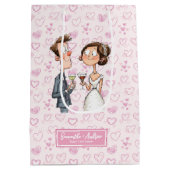 Funny Quirky Wedding Gift Bag Personalisierter Car Mittlere Geschenktüte (Rückseite)