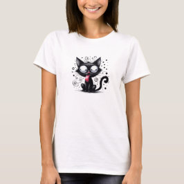 Funny quirly black cat T-Shirt
