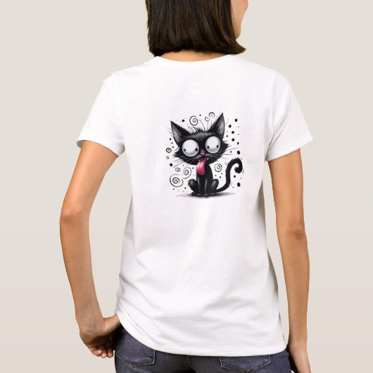 Funny quirly black cat T-Shirt (Rückseite)