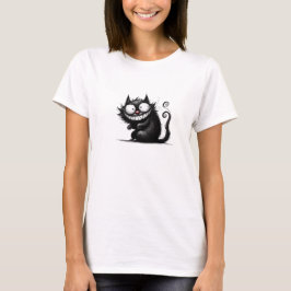 Funny quirly black cat T-Shirt