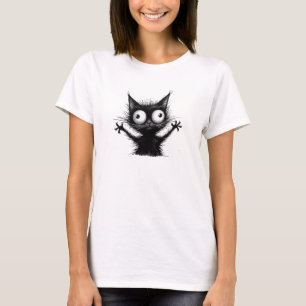 Funny quirly black cat T-Shirt