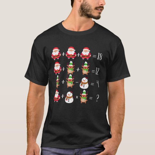 Funny Quiz Math Teacher Santa Reindeer Weihnachten T-Shirt (Vorderseite)