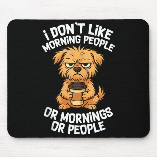 Funny Quote Coffee Sleepy Cute Dog Puppy Lover Gif Mousepad (Vorne)