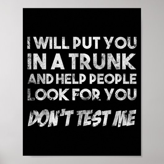 Funny Quote Don't Test Me Designs And Black Modern Poster (Vorne)