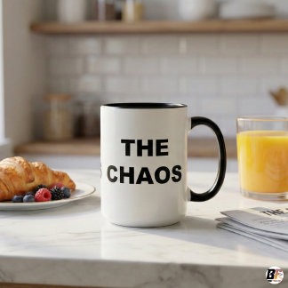 Funny Quote Embrace The Chaos Two-Tone Tasse