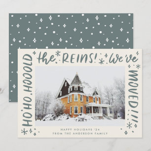 Funny Quote House Moving Letters Weihnachts-Foto Feiertagskarte