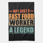 Funny Quote Retro Fast Food Worker Geschirrtuch (Vertikal)