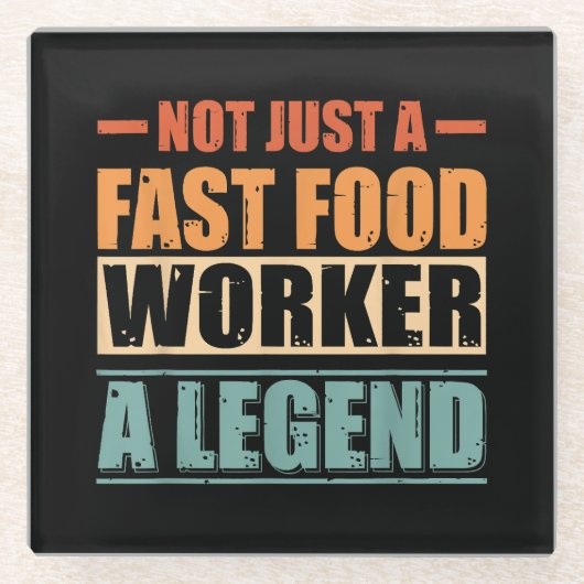 Funny Quote Retro Fast Food Worker Glasuntersetzer (Vorderseite)