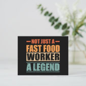 Funny Quote Retro Fast Food Worker Save The Date (Stehend Vorderseite)