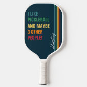 Funny Quote Retro Rainbow Stripskriptname Pickleball Schläger (Rückseite)