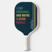 Funny Quote Retro Rainbow Stripskriptname Pickleball Schläger (Vorderseite)