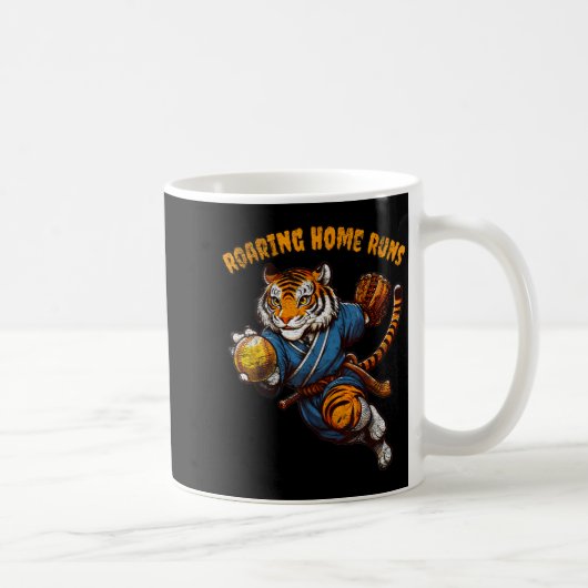 Funny Quote Roaring Home Run Ball Retro Tiger Love Kaffeetasse (Rechts)