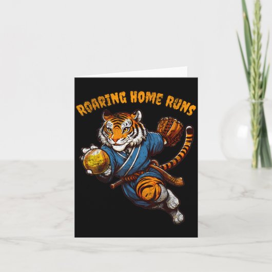 Funny Quote Roaring Home Run Ball Retro Tiger Love Karte (Vorderseite)