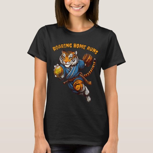 Funny Quote Roaring Home Run Ball Retro Tiger Love T-Shirt (Vorderseite)