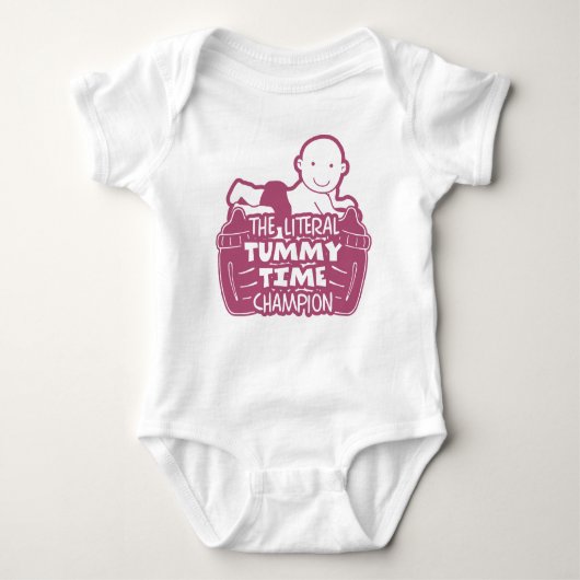 Funny Quote The Literal Tummy Time Champion Pink Baby Strampler (Vorderseite)