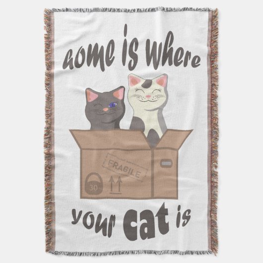 Funny quote Zuhause ist, wo Ihre Katze ist Decke (Vorderseite Vertikal)