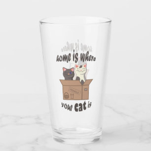 Funny quote Zuhause ist, wo Ihre Katze ist Glas