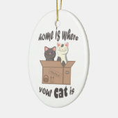 Funny quote Zuhause ist, wo Ihre Katze ist Keramik Ornament (Links)