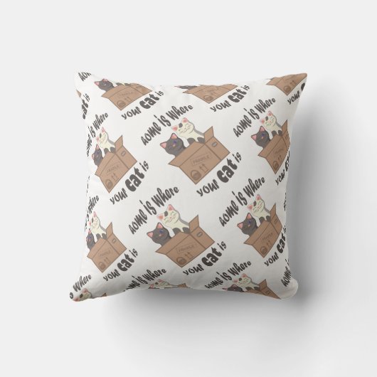 Funny quote Zuhause ist, wo Ihre Katze ist Kissen (Rückseite)