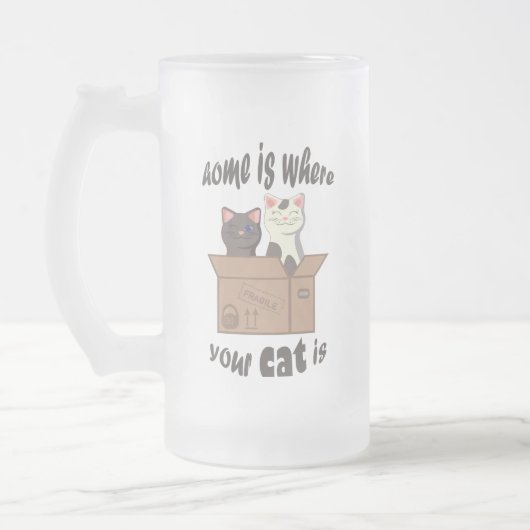 Funny quote Zuhause ist, wo Ihre Katze ist Mattglas Bierglas (Links)