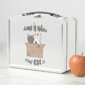 Funny quote Zuhause ist, wo Ihre Katze ist Metall Brotdose (Beispiel)