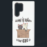 Funny quote Zuhause ist, wo Ihre Katze ist Samsung Galaxy Hülle<br><div class="desc">Zwei Katzen in einem handwerklichen Kasten und lustiges Zitat "Zuhause ist,  wo Ihre Katze ist"</div>