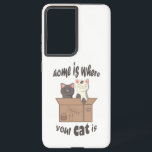 Funny quote Zuhause ist, wo Ihre Katze ist Samsung Galaxy Hülle<br><div class="desc">Zwei Katzen in einem handwerklichen Kasten und lustiges Zitat "Zuhause ist,  wo Ihre Katze ist"</div>