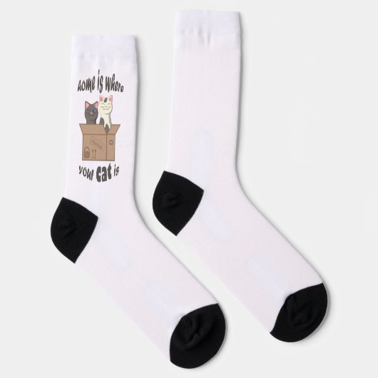 Funny quote Zuhause ist, wo Ihre Katze ist Socken (Rechts)
