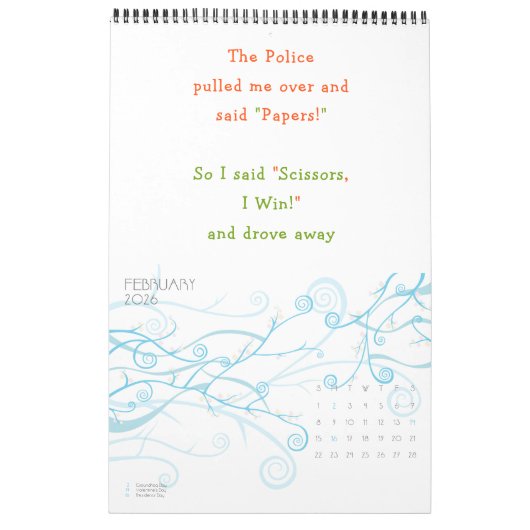 Funny Quotes & Jokes Spaß 2025 Custom Yearly Wall Kalender (Feb 2026)