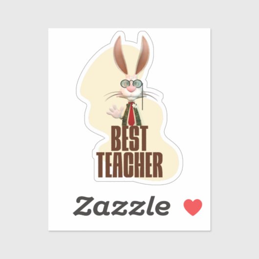 Funny Rabbit Best Teacher Aufkleber (Blatt)