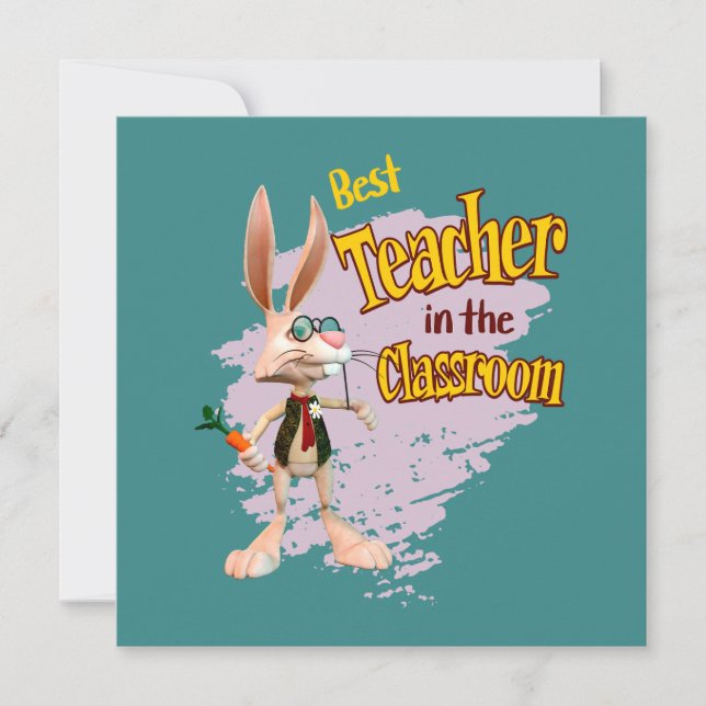 Funny Rabbit Best Teacher im Klassenzimmer (Vorderseite)