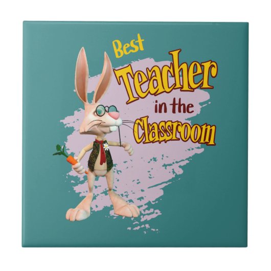 Funny Rabbit Best Teacher im Klassenzimmer Fliese (Vorderseite)