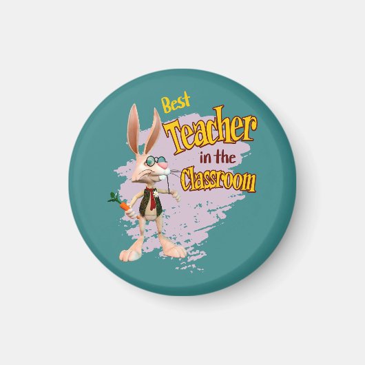 Funny Rabbit Best Teacher im Klassenzimmer Magnet (Vorne)