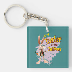 Funny Rabbit Best Teacher im Klassenzimmer Schlüsselanhänger