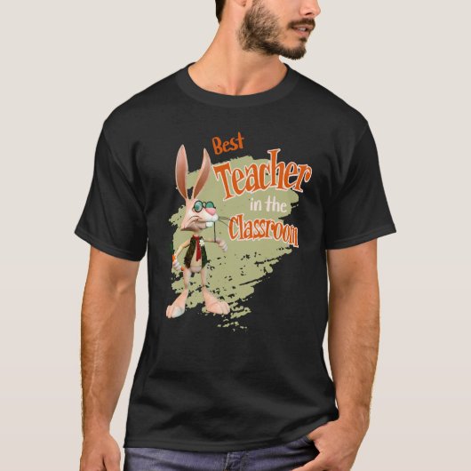 Funny Rabbit Best Teacher im Klassenzimmer T-Shirt (Vorderseite)
