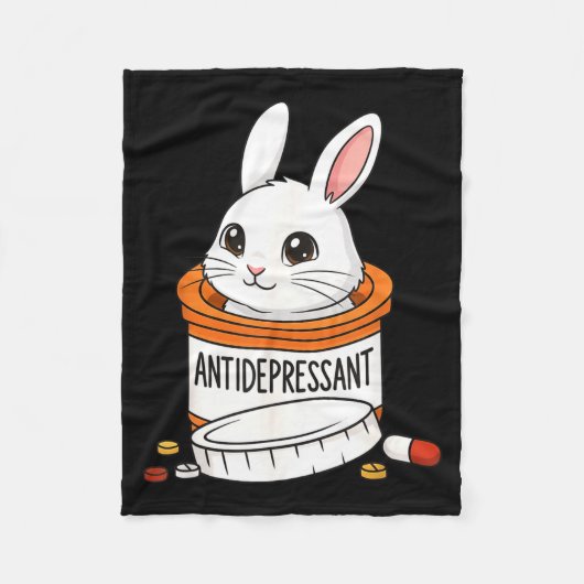 Funny Rabbit Bunny Anti Depressant Zoo Boys Girls Fleecedecke (Vorderseite)