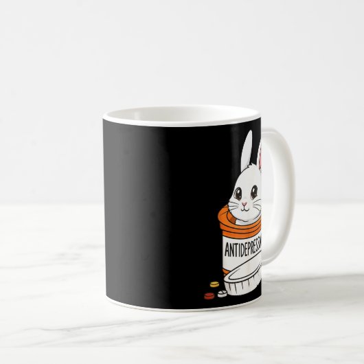 Funny Rabbit Bunny Anti Depressant Zoo Boys Girls Kaffeetasse (VorderseiteRechts)