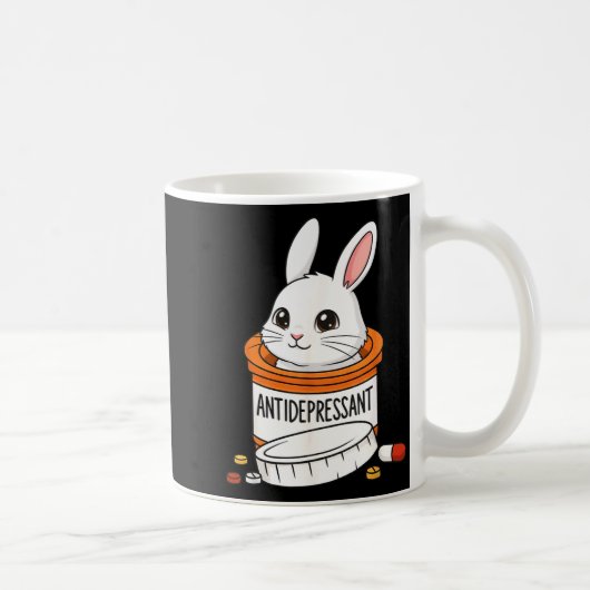 Funny Rabbit Bunny Anti Depressant Zoo Boys Girls Kaffeetasse (Rechts)