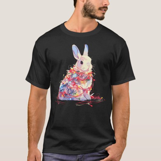 Funny Rabbit Bunny Christmas Tree Lights Xmas Boys T-Shirt (Vorderseite)