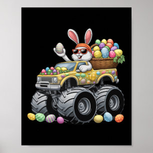 Funny Rabbit Bunny Monster Lkw Eier Kinder Ostern Poster