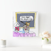 Funny Rabbit Grammar Police Wall Clock Quadratische Wanduhr (Zuhause)