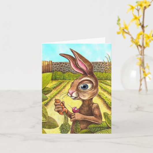 Funny Rabbit Grußkarte Karte (Gelbe Blume)